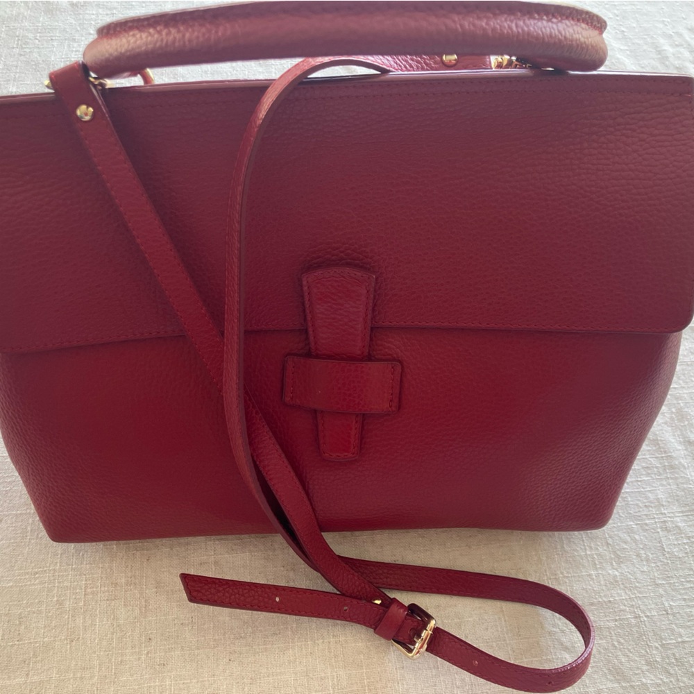 Chic Red Leather crossbody purse bag Italian